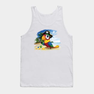 Pirate Parrot with Treasure and Sword Tank Top